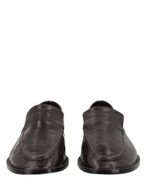 Alysi Glossy Crocodile-Embossed Leather Loafers - Brown