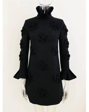 Productseeker Yira 3D Flower Bell Sleeve Dress - Black