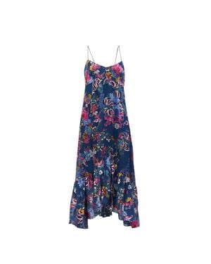 Saloni Floral-Print Midi Dress - Blue