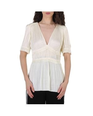 Polo Ralph Lauren Ladies Joclyn Pleat Satin Top - White
