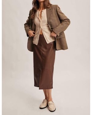 Forte Sloan Vegan Leather Midi Skirt - Natural