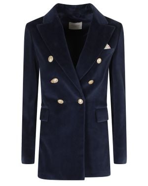 Circolo 1901 Double-Breasted Velvet Button Jacket - Blue