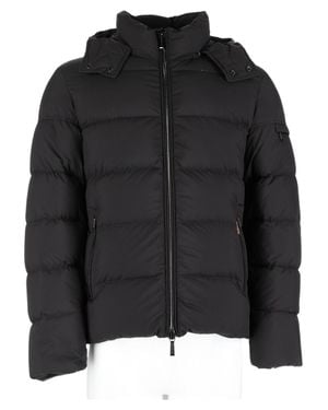 Moorer Padded Jacket With High Collar And Detachable Hood - Black