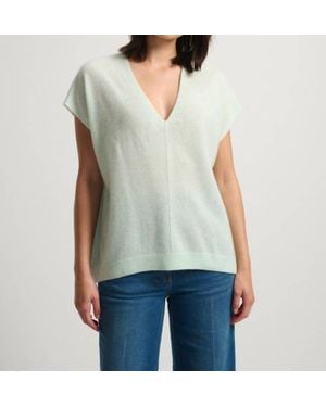 White + Warren V Neck Poncho Top - Green