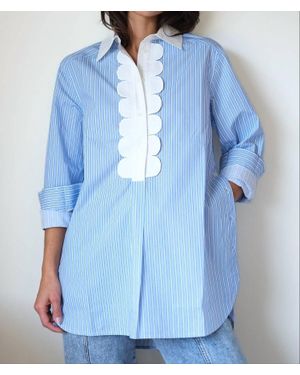 Stella Nova Scallops Striped Shirt - Blue