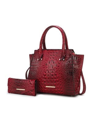 MKF Viridiana Luxe Croc-Embossed Tote Bag Elegant And Versatile Handbag - Red