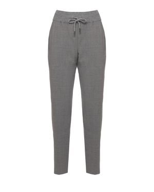 Panicale Drawstring Elastic Waist Virgin Wool Pants - Gray