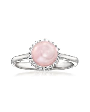 Ross-Simons 6.5-7Mm Cultured Pearl Ring With Diamonds - Pink