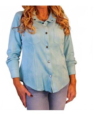 WAY?® Suede Snap Front Shirt - Blue