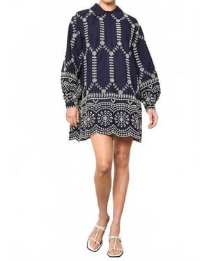 Apricot Broderie Swing Shirt Dress - Blue