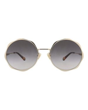 Chloé Round-Frame Metal Sunglasses - Gray