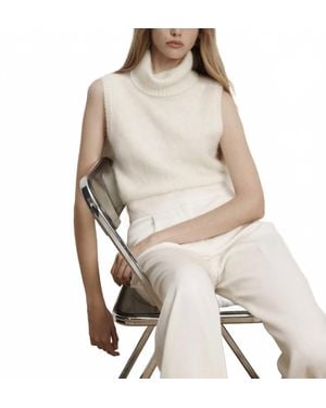 Veronica Beard Mazzy Brushed Cashmere Sleeveless Sweater - Natural