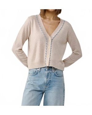 Autumn Cashmere V-Neck Knit Cardigan With Tubular Lacing - Blue
