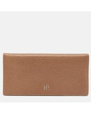 Carolina Herrera Leather Long Bifold Wallet - Brown