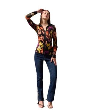 oolala Diamond Button Detailed Straight Leg Jeans - Blue