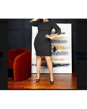Allen Kay Elegant Comfort Midi Dress - Black