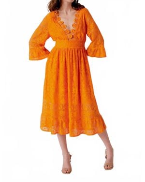B.Young Jali Lace Midi Dress - Orange
