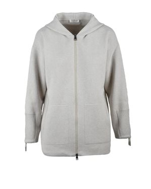Panicale Wool Silk Cashmere Zip Cardigan - Gray