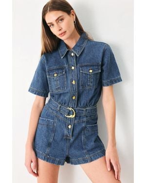 TRUEDAMES Play Mode Denim Romper - Blue