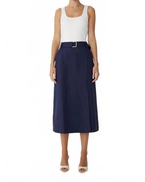 JS71 Two Tone Midi Dress With Belt - Blue