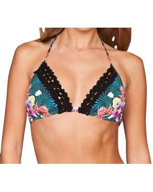 Nanette Lepore Crochet Triangle Bikini Top - Blue