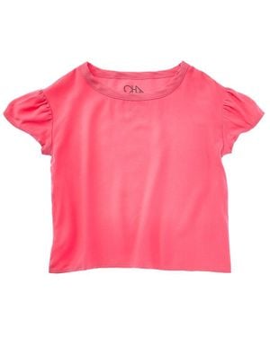 Chaser Brand Woven Flutter Sleeve Top - Pink