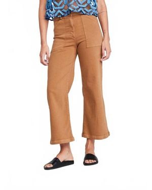 Self Contrast Aria High Waisted Pants - Blue