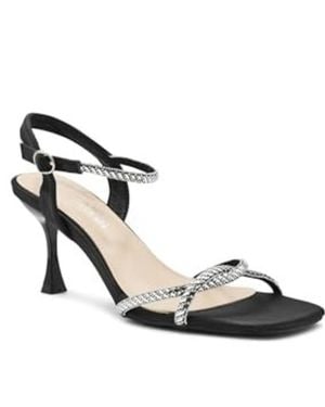 Touch Ups Sandal Square Toe Stiletto Heel Ankle Strap Gal286 - Metallic