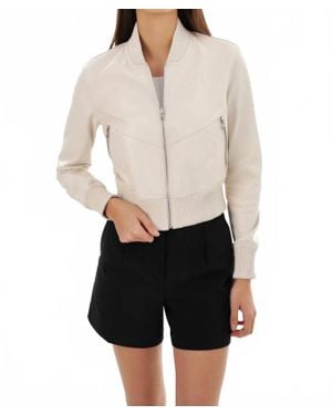 Lamarque Kordella Reversible Leather Bomber Jacket - White