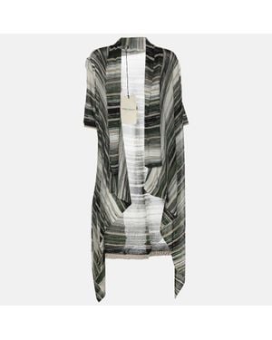 424 Marina Rinaldi Stripe Stretch Lurex Knit Cardigan - Green