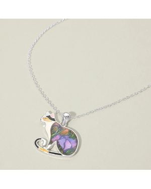 Fashnzfab Cat Charm Pendant Necklace - White