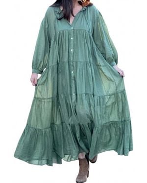 Pearl & Caviar Daphne Long Sleeve Maxi Dress - Green