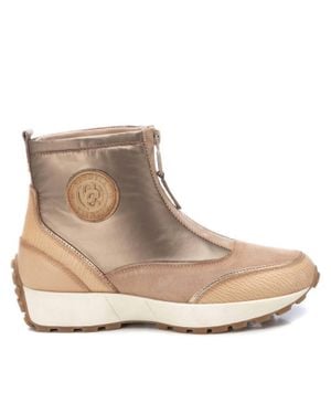 Xti Carmela Collection Leather Booties - Natural