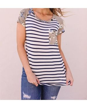 E. Luna Flower Power Raglan Top - Blue