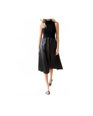 Thml Mixed Media Faux Leather Dress - Black