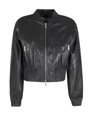Herskind Dario Bomber Elastic-Waist Leather Jacket - Black