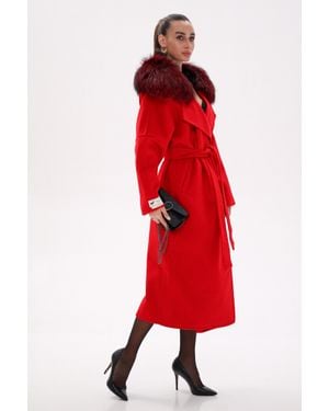 Alaska® Outerwear Sagafurs Fox Wool Alpaca Wraparound Coat - Red