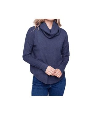 Charlie b Long Sleeves Sweater With Scarf - Blue