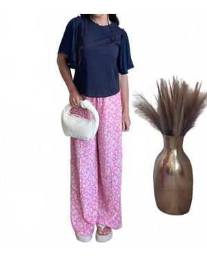 FRNCH Brittany Floral Wide Leg Pants - Blue