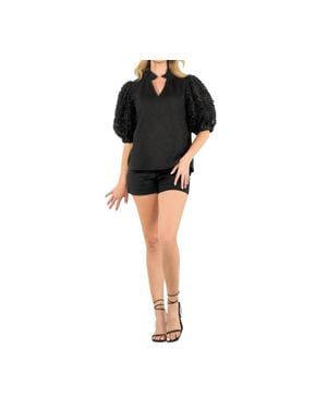 Thml Textured Puff Sleeve Top - Black