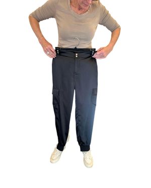 ecru Satin Cargo Pant - Blue
