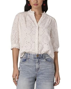 Wit & Wisdom Ruffle Woven Top - White