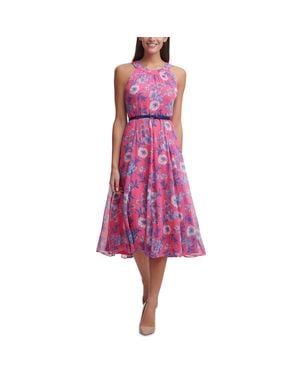 Tommy Hilfiger Floral Print Sleeveless Midi Dress - Purple