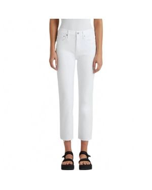 Edwin Bree Crop Straight Mid Rise Jeans - White