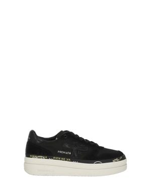 Premiata Micol 8567 Suede Leather Low-Top Sneakers - Black