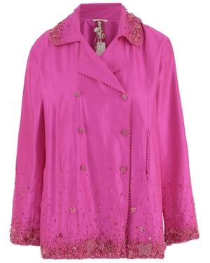 Péro Double-Breasted Silk Jacket - Pink