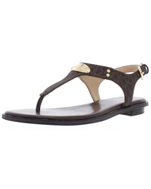 MICHAEL Michael Kors Mk Plate Logo Flat Thong Sandals - Brown