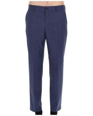 BOSS Virgin Wool Flat Pants - Blue