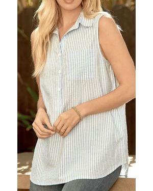 Sew In Love Ivory Breezy Days Sleeveless Top - Gray