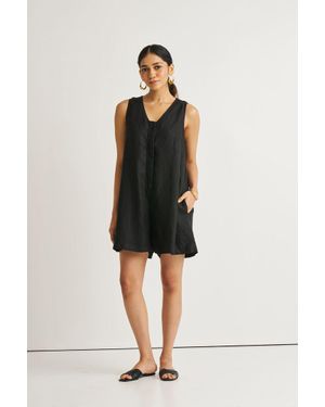 REISTOR Relaxed Fit Romper With Pockets - Black